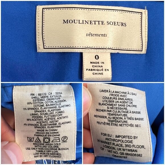 Anthropologie Moulinette Souers Blue Floral Paisley Midi Pencil Skirt Sz 0 - Picture 10 of 11